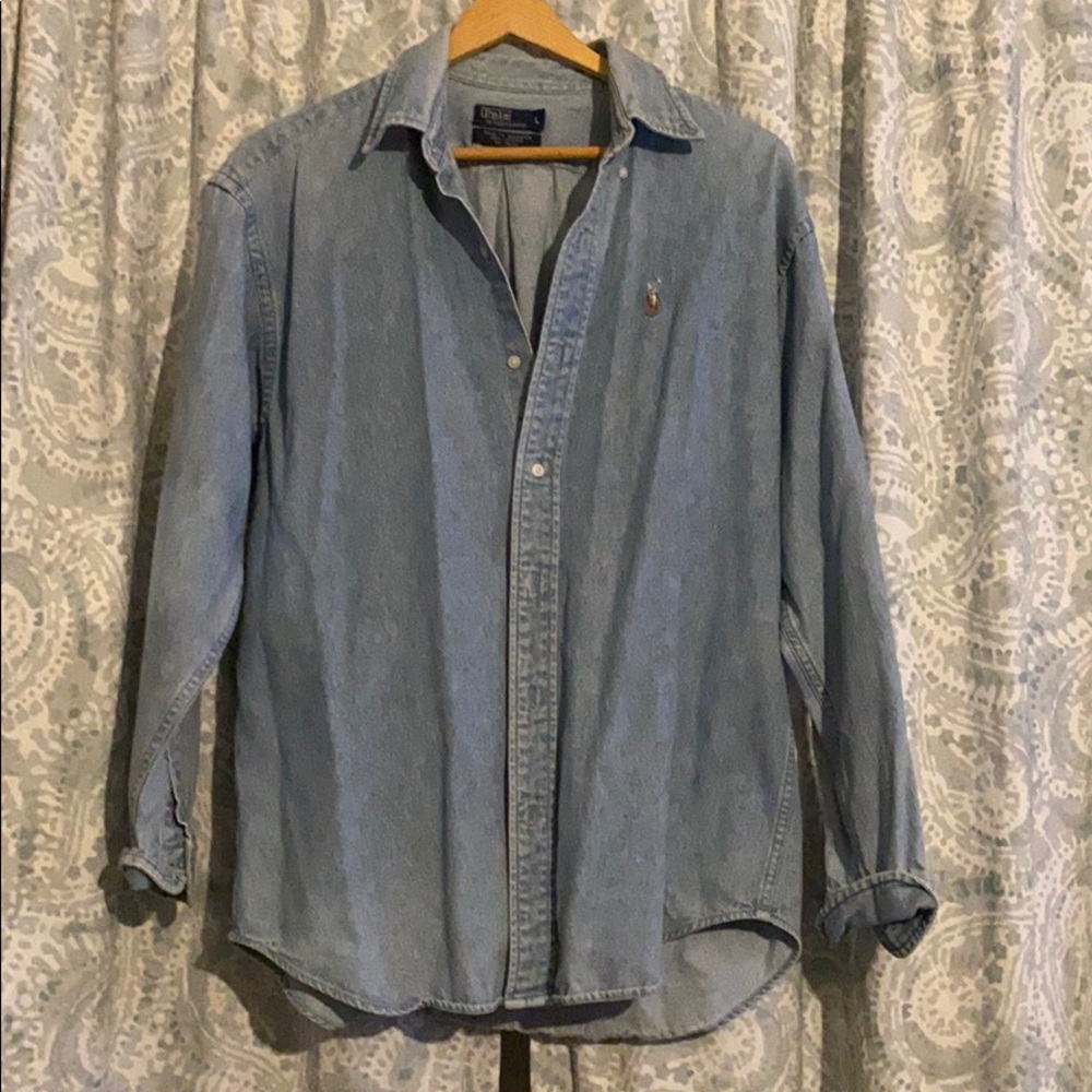Long Sleeve Light Denim Polo Ralph Lauren Shirt